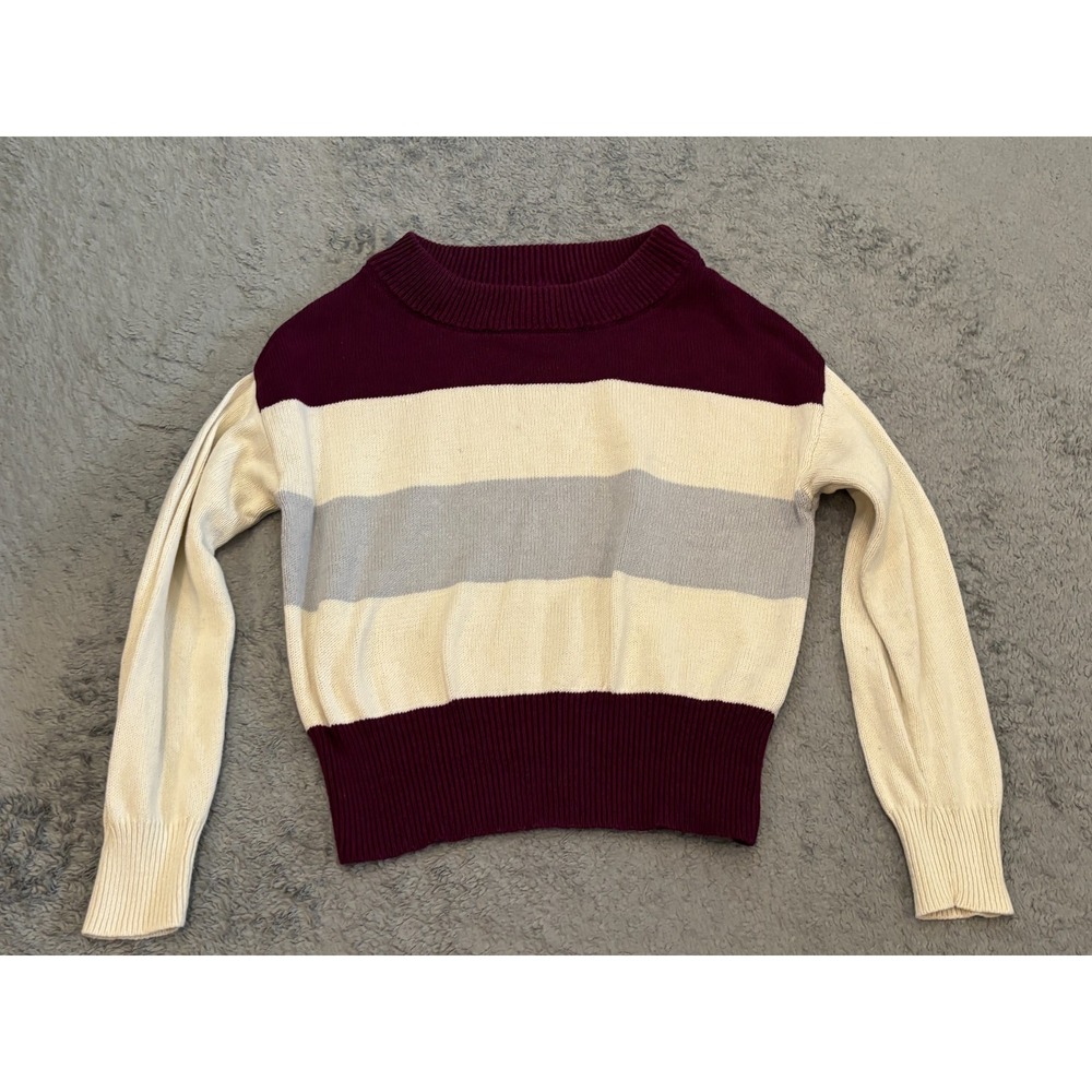 Lucky Brand Sweater Women's XS Striped Relaxed Pullover Wide Neck Colorblock